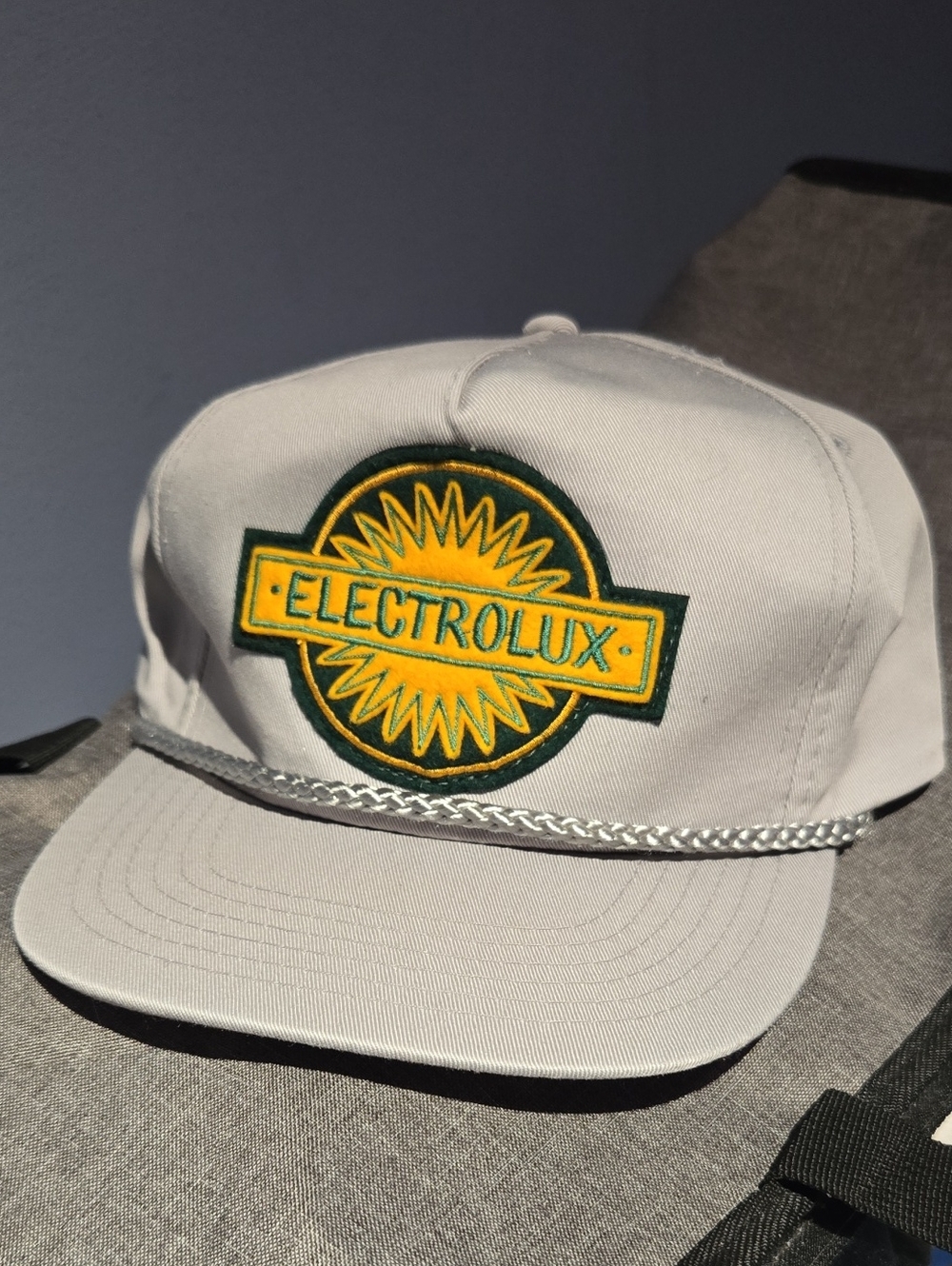 White Snapback Hat with Yellow & Green Logo